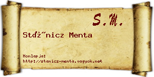 Stánicz Menta névjegykártya